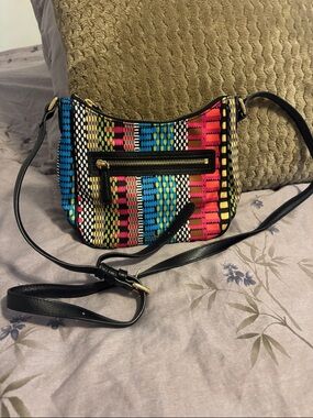 Vera Bradley Multicolor Woven Pattern Crossbody Bag - Black Strap